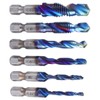 6pcs Spiral Tap Drill Bit Set Blue Plating Coating Hex