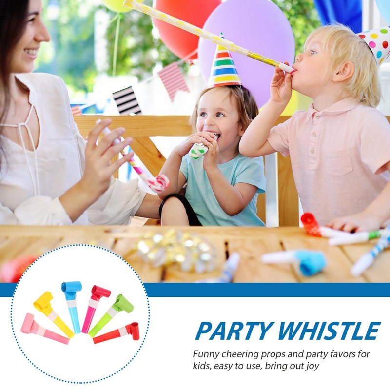 60Pcs 6Cm Assorted Color Party Blowers for Kids, Plastic Whistles
