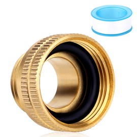 Solid Brass Garden Hose Adapter, Heavy Duty 3/4" MHT to 1" FHT Garden Hose Adapter with Teflon Tape for Outdoor Faucet Irrigation Pressure Washer