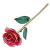 24K GoldPlated Rose Flower Pink Green Leaf for Valentine's Day