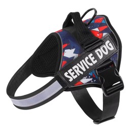 Belababy Service Dog Harness Medium, Assistance Emotional Support Dog in Training Harness No Pull with Safety Buckle, Reflective Adjustable Breathable Soft Dog Harness（Blue Camo）
