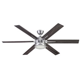 Honeywell Ceiling Fans Kaliza, 56 Inch Indoor Modern LED Ceiling Fan with Light and Remote Control, Dual Mounting Options, 6 Blades with Dual Finish, Reversible Motor - 51964-01 (Matte Nickel)