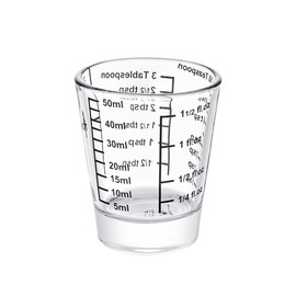Ackers Mini Measure Heavy Glass, 32-Incremental Measurements Multi-Purpose Liquid and Dry Measuring Shot Glass, Black Single