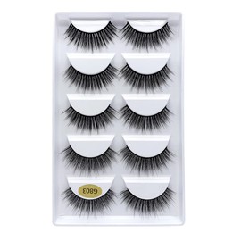 Wispy Lashes False Eyelashes Natural Look Short Fluffy Faux Mink Eyelashes Wispies Ripple Strip Lashes Pack, 5 Pairs (G803-11-16mm)