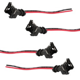 Dogary 4 PCS CSpecification Fuel Injector Wiring Harness, Copper Core Plug, with Extended Tail Wiring Harness, Universal for Most Cars (Black)