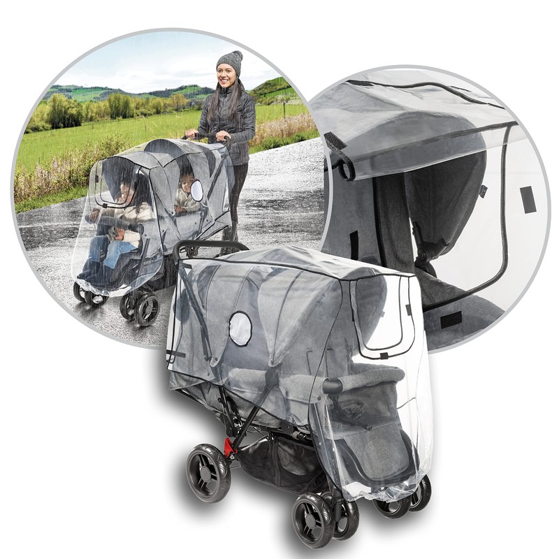 Reer RainCover Duo Regenschutz für Geschwisterwagen, 1er Pack