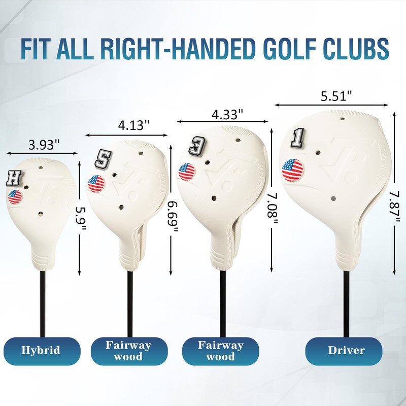 FRANKTECH Golf Head Covers, 3 Pack EVA Plastic Golf Club