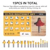 15Pcs Router Bit Straight Slotting Router Bit Cutter Tool Set