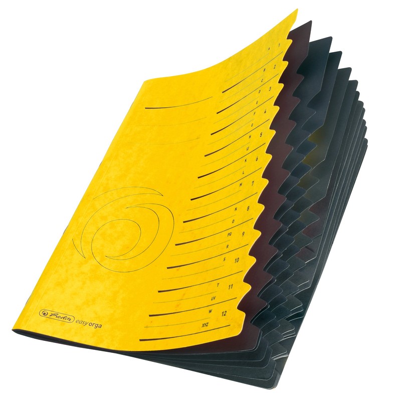 herlitz 10843340 Ordnungsmappe Quality 1-12, A4, gelb, 12 Fächer mit