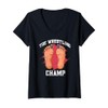 Womens Toe Wrestling Champ Funny Feet Design Statement V-Neck T-Shirt