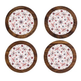HASTA LA RAIZ | Juego de 4 Portavasos artesanales, Coasters Hechos a Mano. Modelo: Tenango Blanco