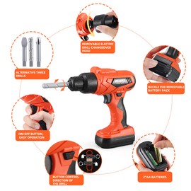 Kids Tool Set – Zealous 48 pcs Toddler Tool Set with Tool Box & Electronic Toy Drill, Pretend Play Kids Toys, Toy Construction Tools for Kids Ages 3,4,5,6,7,8 Years Old (A-Orange)