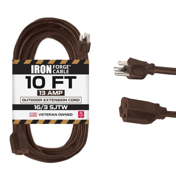 Iron Forge Cable Outdoor Brown Extension Cord 10 ft -