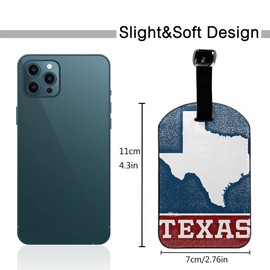 Zoczos Texas State Leather Suitcase Tags Identifiers Vintage Style Flag Grunge Abstract Distressed Banner Leather Luggage Bag Case Tags with Name ID Card for Travel Bags Schoolbag Handbag, 1 Pack