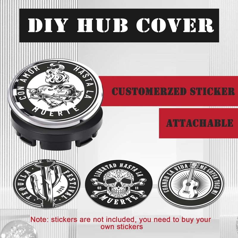 Generic 4Pcs Universal Fit Hub Cap, 56mm OD, Black, Polished