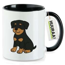 Huuraa Kaffeetasse Rottweiler Rotti Comic Geschenk 330ml Schwarz Rottweiler Präsent