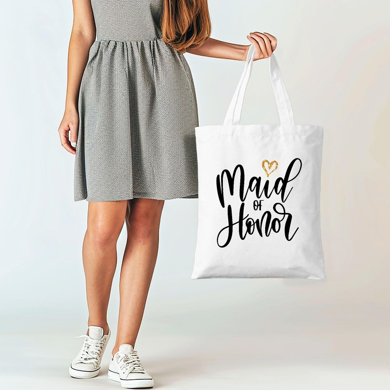 ZYQFN Maid of Honor Tote Bag, Bridesmaid Gift Canvas Bag,