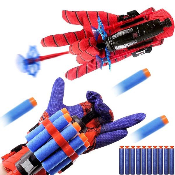 Aonuily Spider Web Shooter, 2 Set Spider Launcher Gloves Toy Cosplay Launcher Glove Hero Movie Launcher with Wrist Toy Set