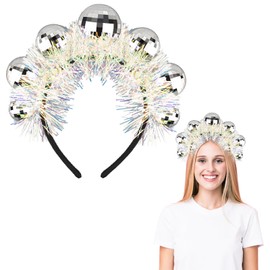 Disco Ball Headband Vintage Silver Disco Ball Headband Mirror Ball Head Bopper New Years Eve Disco Costume Accessory Disco Christmas Birthday Party Decor New Year Winter Holiday Gifts