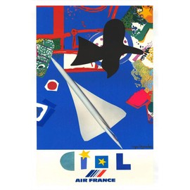 Historic Pictoric Concorde Air France Bezombes Roger - 24in x 16in Vintage French Poster Print