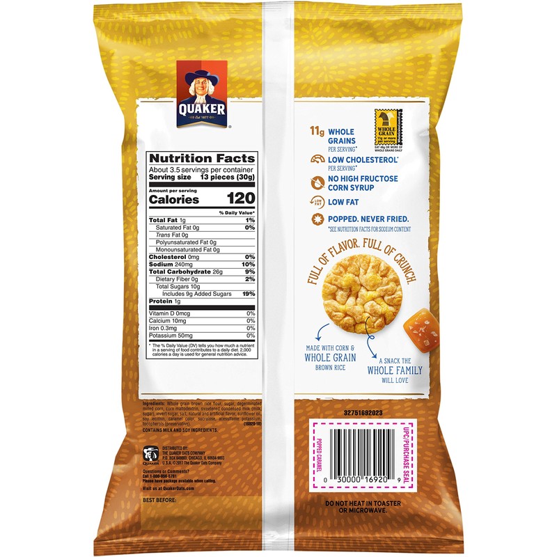 Quaker Rice Crisps, Gluten Free, Caramel, 7.04 Ounce (Pack of