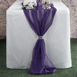 New Creations Fabric & Foam Inc, Chiffon Table Runner Extra Long, Wedding Runners, Holiday Table Runners, Long Table Runners, (Eggplant, 58" Wide x 120" Long)