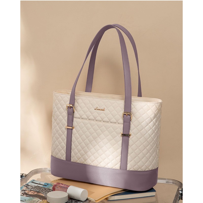 LOVEVOOK Women's Laptop Bag, Beige Pink