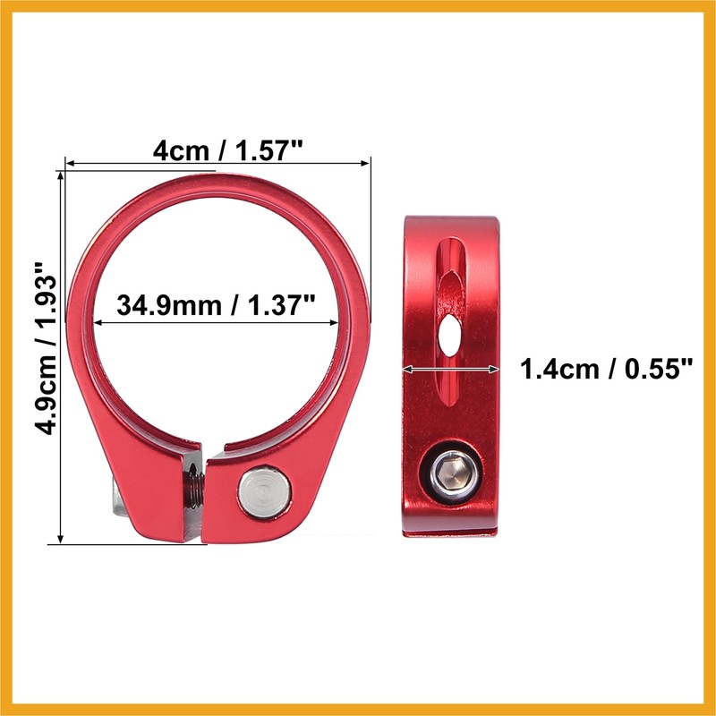 Partuto 34.9mm Aluminium Alloy Bike Seat Post Clamp Seat Post