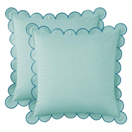 MONDAY MOOSE - Juego de 2 fundas de cojín decorativas de terciopelo suave, diseño de borde redondo festoneado, mezcla y combina para decoración del hogar, rellenos de almohada no incluidos (azul claro