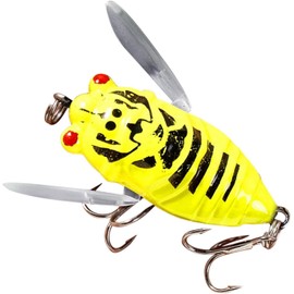 Yellow Cicada Fishing Catcher - Freshwater Attractant Lures, Bass Fish Baits | Fishing Lures Supplies Strong Hook Reusable Swim Baits for Lake Pond, Fish Tackle Realistic Cicada Shaped Lures