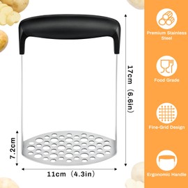 Pleadind Potato Masher with Non-Slip Handle, Stainless Steel Potato Masher, Durable Kitchen Tool, Potato Masher, Perfect for Beans, Vegetables, Fruits, Avocado, Dishwasher Safe