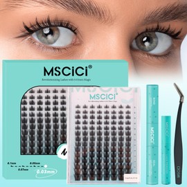 VogueFairy.05 EyeLash Clusters Kit 8-16mm C Curl Soft Invisible Lash Band DIY Wet Look Manga Spiky Eyelash Extensions Kit, Gentle Formula Bond & Seal for Sensitive Eyes, 7-Day Longlasting, Waterproof