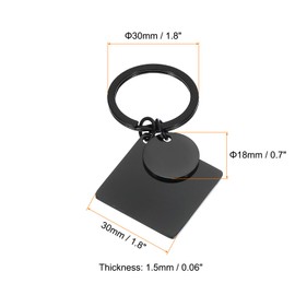 PATIKIL 1Pcs Metal Stamping Blanks, Metal Keychain Blanks Square Stamping Tags Blanks Stainless Steel DIY Round Name Tag for Laser Engraving, Black