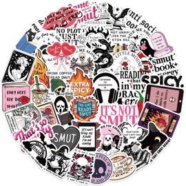 50Pcs Smutty Book Stickers Pack for Kindle Gothic Style Bookish Stickers for Teens Adult and Bookworm Funny Smutty Bookish Decals for Spicy Lover Laptop Book Phone Waterproof Vinyl Stickers