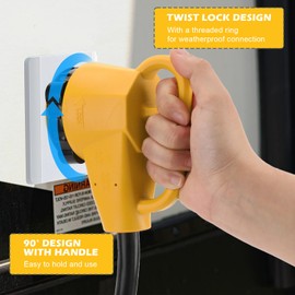 Kooprimit RV 50 Amp to 110 Adapter with Locking Connector, 50 Amp to 15 Amp RV Adapter, NEMA 5-15P to NEMA SS2-50R Electrical Power Adapter with Upgraded Grip Handle, ETL Listed, 3-Year Warranty