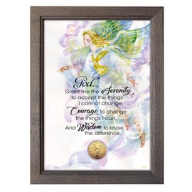 American Coin Treasures Serenity Prayer Coin Frame | Genuine Angel Coin | 5x7 Tabletop Decor | Certificate of Authenticity
