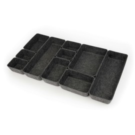 Three by Three Seattle Felt·Like·It! Felt Bins for Office, Crafts, Classroom, Living Room, Bedroom: Charcoal, Set of 10