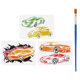 FINGERINSPIRE Pack of 3 Sports Car Drawing Stencils with a Brush 29.7 x 21 cm Roadster Painting Template Classic Racing Saloon DIY Decoration Stencil for Painting on Wood, Walls, Fabrics and Furniture