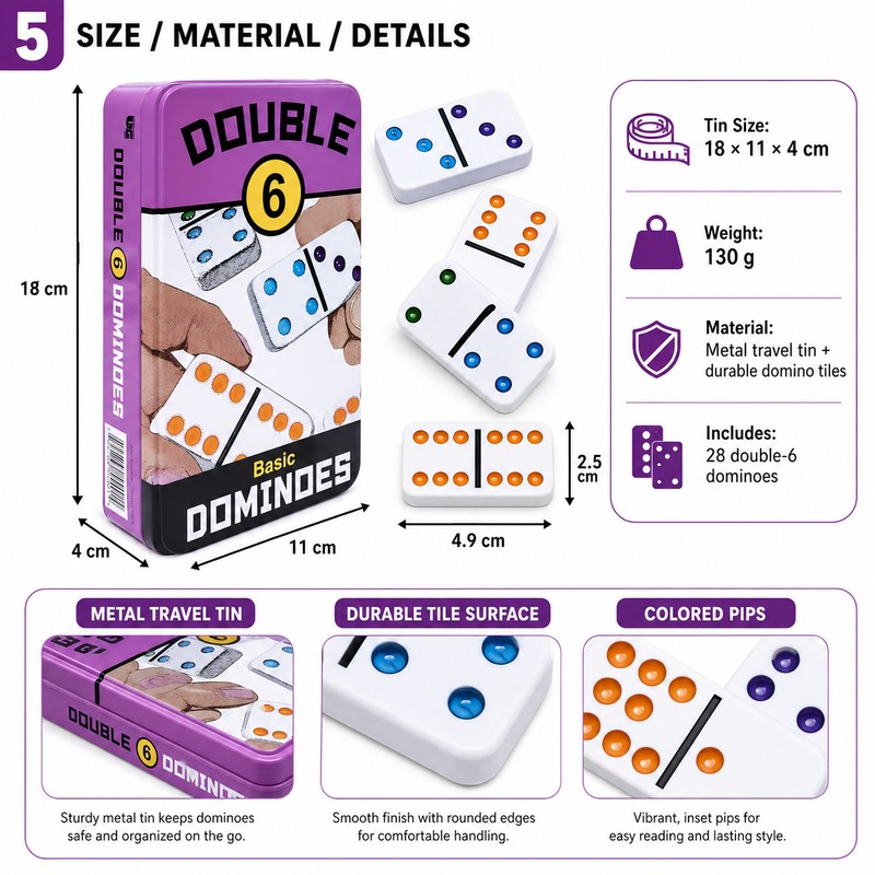 Double 6 Travel Domino Set for Family Game Night –