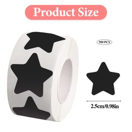Dimeho 500 Pcs Star Stickers Roll Small Stars Labels 1 Inch Waterproof Removable Star Shape Stickers for Reward Arts and Crafts Wall Classroom Decals Teacher Business, Black