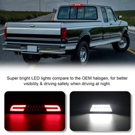 SHINEFIT LED 3rd Third Brake Light Compatible with F150 F250 F350 1994-1996/ Bronco 1992-1996, Red Housing Clear Lens High Mount Stop Rear Brake Lights Cargo Lamp