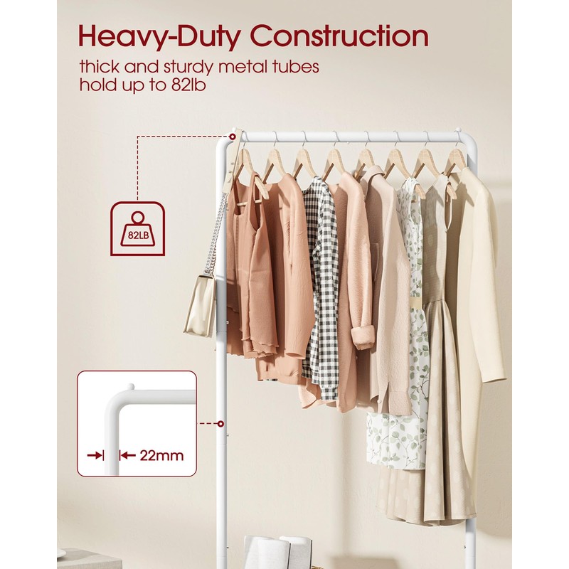 Sakugi Clothes Rack - Clothing Rack with Storage Mesh Shelf