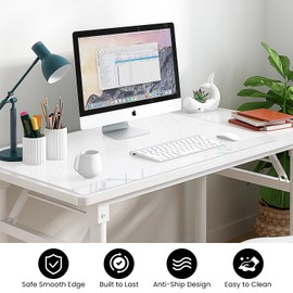 VASUHOME 32" x 20" Premium Tempered Glass Desk Mat with Beveled Edge - Ergonomic Desk Protector, Dry Erase Surface, Ideal Table Top Protector for Home & Office