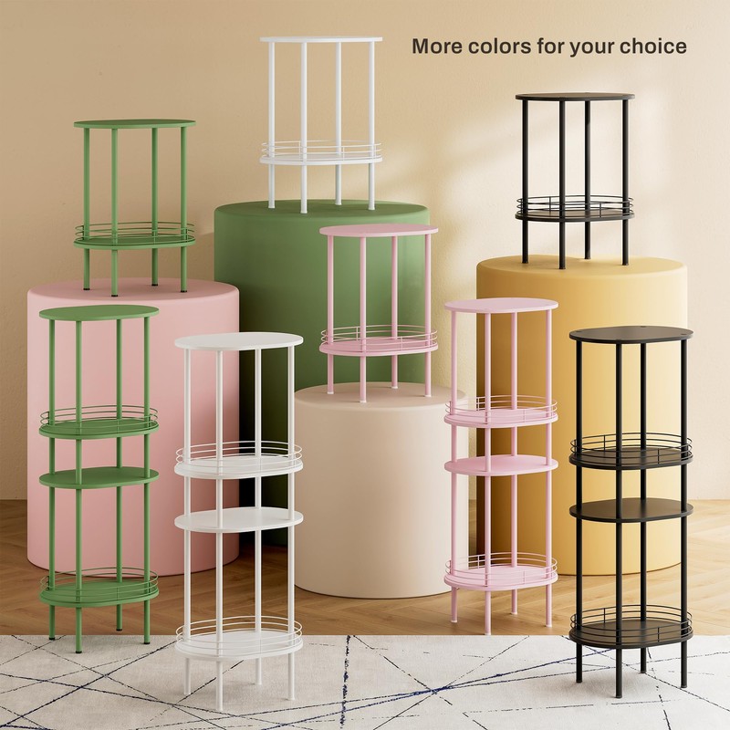 DGSANDGO Small Round Side Table,Bedside Table with Storage, Morden Round