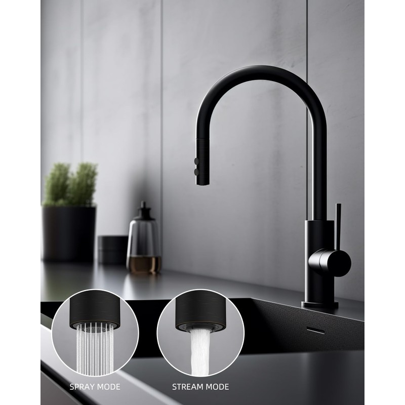 Metal Pull Down Kitchen Faucet Head Replacement with 15 Adapters,