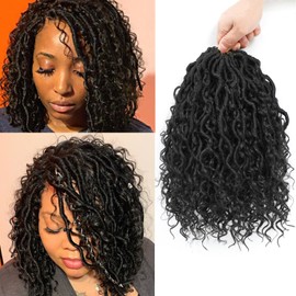Molleas Goddess Locs Crochet Hair 10inch,9 Pakcs Boho Locs Crochet Hair,Faux Locs Crochet Hair for Black Women,Soft Locs With Curly Ends Pre Looped Crochet Braids(10inch(pack of 9),1B#)