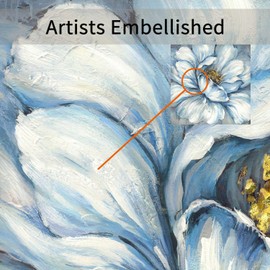 TAR TAR STUDIO Abstract Flower Canvas Wall Art: Floral Blooms Artwork Hand Painted Painting on Canvas for Living Room (30''W x 30''H, Multiple Sizes)