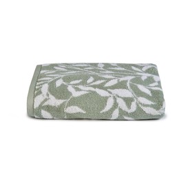 Dreams & Drapes - Sage Green Leaf Bath Towel (90 x 150cm) - 100% Cotton - Soft Touch - Botanical Vintage Towel in Sage Green - Sage Floral Towel - Sage Green Bath Towel/Bath Sheet - Bathroom Accessory