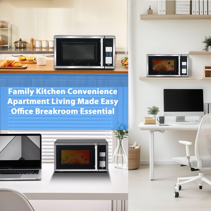 Techomey Microwave Countertop 0.7 Cu.ft. Compact Small Microwave 700W, 6