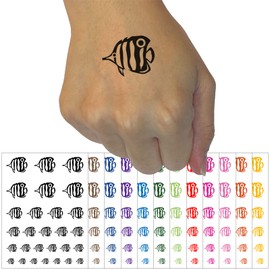 Butterfly Fish Temporary Tattoo Water Resistant Fake Body Art Set Collection - Brown (One Sheet)